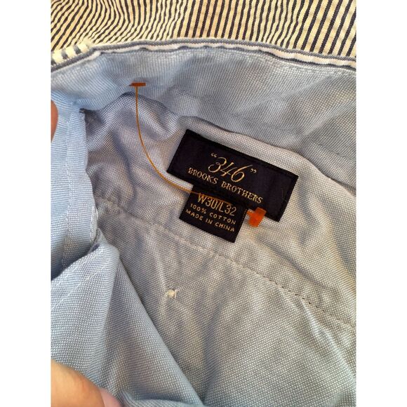 Brooks Brothers Seersucker Pants Men’s 30x32 Blue White Stripe Summer Preppy - Picture 5 of 6